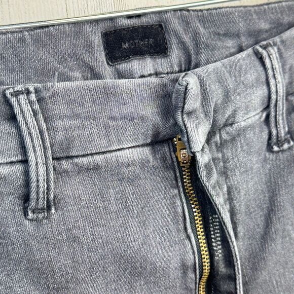 MOTHER The Shaker Prep Fray Cropped Denim Jeans in Dear Mr Black Racer Size 27 - Picture 9 of 12